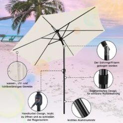 EINFEBEN 2.7m Sonnenschirm Marktschirm Mit Handkurbel UV40+ Outdoor-Schirm Terrassen Gartenschirm,Beige -Deutschland Garten Zier Verkaufs-Shop 2910a19c137b8de313fed4b34f07381d