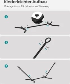 SONGMICS Hängematte Mit Gestell, 210 X 150 Cm, Auf 5 Verschiedene Höhen Verstellbar, Gestell Aus Metall, Bis 240 Kg Belastbar, Für Garten, Schwarzes Gestell Und Graue Hängematte GHS001G01 -Deutschland Garten Zier Verkaufs-Shop 2a3d9705bce00a52297679107dd16447