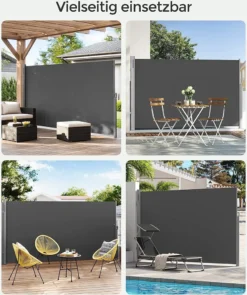 SONGMICS Alu Seitenmarkise 200 X 400 Cm 280 G/m² Ausziehbar Sichtschutz, Sonnenschutz Für Balkon & Terrasse Anthrazit GSA204G01 -Deutschland Garten Zier Verkaufs-Shop 2a607ee986e78f731741d2ef18fb5816