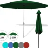 Lospitch 3.5m Sonnenschirm Gartenschirm Wasserabweisend Terrassenschirm UV40+ Mit Handkurbel Balkon Marktschirm,Grün,3.5m