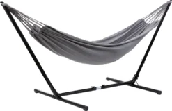 Grasekamp Hängemattenset Relax Bis Auf 330 Cm Verstellbar Mit XL Hängematte Grau 210 X 140 Cm