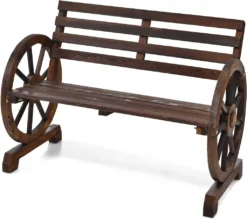 COSTWAY 2 Sitzer Gartenbank, Sitzbank Holz, Holzbank Retro-Design, Ideal Für Hinterhof, Straße, Garten