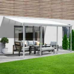 HOME DELUXE - Terrassenüberdachung 618 X 303 X 226 / 278 Cm Weiß Terrassendach Überdachung Carport