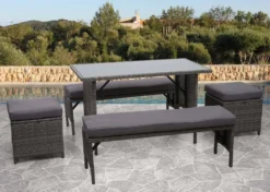 Poly-Rattan Esstisch HWC-G16, Esszimmertisch Gartentisch Tisch, Gastronomie 112x60cm Schwarz -Deutschland Garten Zier Verkaufs-Shop 2c9bf1ee7a5bb1df71091e878849b71c