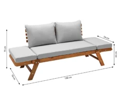 Dehner Gartenmöbel Sofa Macao, Inkl. Polster, Ca. 203 X 63 X 44 Cm, FSC® Akazienholz/Polyester, Geölt, Braun/grau