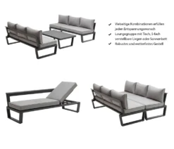 Dehner Gartenlounge Bellevue Inkl. Polster, 3-teilig, Aluminium/Polyester/Polyurethan, Dunkelgrau/hellgrau -Deutschland Garten Zier Verkaufs-Shop 2d0315ac3b4b953510fa899413bca317