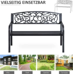 Outsunny Gartenbank 2-Sitzer Sitzbank Bank Parkbank Metall Gartenmöbel -Deutschland Garten Zier Verkaufs-Shop 2da8104261f7d1f83fa01d8d7153bc9d