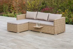 Merxx Gartenlounge Veneto Stahl, Kunststoffgeflecht Natur 215 Cm X 140 Cm X 56 Cm