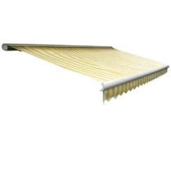 Elektrische Kassetten-Markise H122, Vollkassette Volant 4x3m Polyester Gelb/Weiß -Deutschland Garten Zier Verkaufs-Shop 2ede2b3c97b4b892b42f187216ce8016