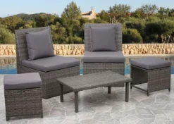 2x Poly-Rattan Sessel HWC-G16, Lounge-Rattanstuhl Gartenstuhl, Gastronomie Schwarz, Kissen Hellgrau -Deutschland Garten Zier Verkaufs-Shop 2f0eb3130ba4492223a87dd610bf4f1b