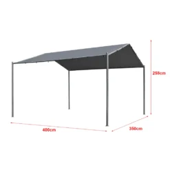 2-in-1 Gartenpavillon Dogliola Pavillon Carport 400x350x258cm Anstellpavillon Gartenzelt Sonnenschutz Für Terrasse Oder Garten Mit Spitzdach Wasserabweisend Metallgestell Dunkelgrau -Deutschland Garten Zier Verkaufs-Shop 30a402f34d650c20bb48a19111801653