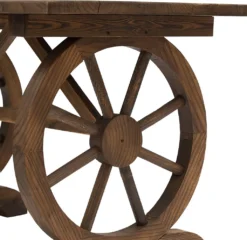 Outsunny Gartentisch, Balkontisch, Holztisch, Räderform, Witterungsbeständig, Massivholz, Natur, 115 X B60 X H65 Cm -Deutschland Garten Zier Verkaufs-Shop 30f1d07d34211a9dfeedef0e58d15672