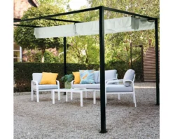 Pavillon Sky, 300x400cm, Gestell Aus Aluminium/Stahl, Pulverbschichtet In Anthrazit, Dach Aus Polyester 200g In Grau, Zerlegt Im Karton Verpackt -Deutschland Garten Zier Verkaufs-Shop 30fe8b9d7fc0fb6ddf55d062b1a165a0
