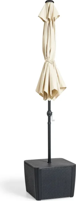 Allibert By Keter Gartentisch Patio Umbrella Luzon Plus, Graphit, Inkl. Loch Für Schirm, Deckel Abnehmbar, Mit Stauraum, Kunststoff, Flache Rattanoptik -Deutschland Garten Zier Verkaufs-Shop 30ff47aded225ee36cfdf3ba3f257898