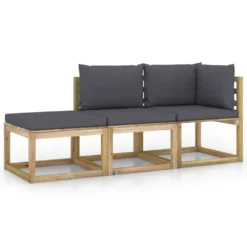 VidaXL 3-tlg. Garten-Lounge-Set Mit Anthrazit Kissen
