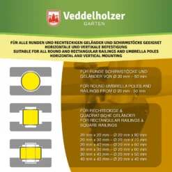 Veddelholzer Sonnenschirmhalter Für Balkongeländer-Robuste, Universelle Schirmhalterung Eckig & Rund, Platzsparender Ersatz Zum Sonnenschirmständer Balkon Für Jeden Schirmstock Geeignet. -Deutschland Garten Zier Verkaufs-Shop 32b13b240b62574385e449a4f0b6efb9