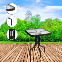 Wohaga Bistrotisch 60x60cm Mit Geriffelter Glasplatte - Schwarz -Deutschland Garten Zier Verkaufs-Shop 3391e27502bb5d274172088990c87be0