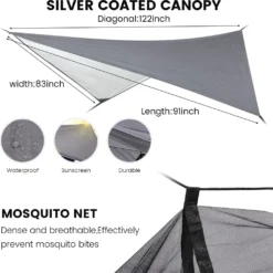 Topchances Camping Hängematte Mit Moskitonetz Und Tarp, Reise Zeltplane Für Outdoor,Wandern,Trekking (Grau+Dunkelgrün) -Deutschland Garten Zier Verkaufs-Shop 33981f97e43388c94b7241ec2c129464