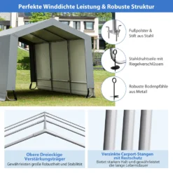 COSTWAY Garagenzelt Carport, Maße: 490 X 290 X 245 Cm, Zeltgarage Mit Türen, Weidezelt Lagerzelt Garage Unterstand, Autounterstand Für SUV, Boot, Fracht, Outdoor-Events -Deutschland Garten Zier Verkaufs-Shop 33afd78a497361faa9159dfb33635de7