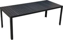 Outsunny Gartentisch Aluminium Tisch Garten Terrasse Holz-Kunststoff WPC Non-Wood Schwarz Mit Horizontale/vertikale Sitzlatten