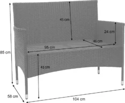 Poly-Rattan Garnitur HWC-F55, Balkon-/Garten-/Lounge-Set Sofa Sitzgruppe Schwarz, Kissen Dunkelgrau -Deutschland Garten Zier Verkaufs-Shop 345d440cb1d2b6816844037d45b6758a