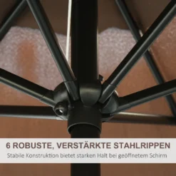 Outsunny Knickschirm Sonnenschirm Gartenschirm Marktschirm Mit Handkurbel Alu 180/㎡ Polyester Braun ∅2,7 X 2,35 M -Deutschland Garten Zier Verkaufs-Shop 34e9176a1850e9650f0f7a30666d2012