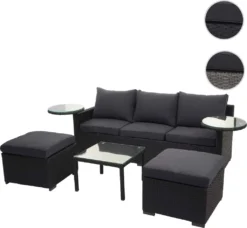 Poly-Rattan Garnitur HWC-J38, Garten-/Lounge-Set Sitzgruppe, Spun Poly Halbrundes Rattan Anthrazit, Kissen Dunkelgrau -Deutschland Garten Zier Verkaufs-Shop 35170dca1e280446cdba4bfb9b629cd5