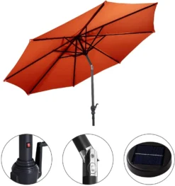 COSTWAY Ø300cm Sonnenschirm Mit Kurbel Gartenschirm Ampelschirm Kurbelschirm Strandschirm Terrassenschirm Orange -Deutschland Garten Zier Verkaufs-Shop 356469079cbb392513f9742c093431ed