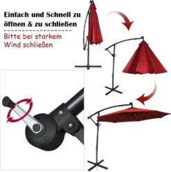 COSTWAY 300cm Sonnenschirm Mit LED-Solar-Beleuchtung, 360° Drehbar Ampelschirm Neigbar Mit Kurbel & Kreuzfuß, Terrassenschirm Gartenschirm LED Schirm Für Garten, Terrasse, Pool, Balkon -Deutschland Garten Zier Verkaufs-Shop 35a9ecc75847d7ac506c73edb620bdf1
