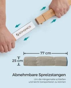 Songmics Hängematte Für 2 Personen, Gepolstert, Outdoor Hängematte Mit Trennbaren Bambusstangen, Camping-Hängematte Mit Kissen, 200 X 140 Cm, Max. 225 Kg Belastbar, Blau-beige -Deutschland Garten Zier Verkaufs-Shop 35f326e3c78b890a90ce60774d1592a4
