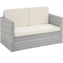 Tectake Rattan Lounge Korfu - Hellgrau -Deutschland Garten Zier Verkaufs-Shop 36562f7f7cbed967d59ea1e601a66674
