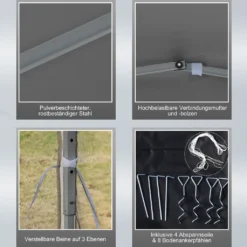 Outsunny Faltpavillon Pavillon Faltzelt Mit Seitenwänden Inkl. Tragetasche Metall+Oxford Hellgrau+Schwarz 3x3m -Deutschland Garten Zier Verkaufs-Shop 365e1206df6df971c57a5641dd0bac1c