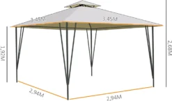 Outsunny Pavillon Partyzelt Mit Doppeldach 3,45x3,45x2,68m Festzelt Gartenlaube Stahl Polyester Beige -Deutschland Garten Zier Verkaufs-Shop 3691bf8ddc1e384eb9de6c498c97b1d5