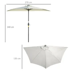 Outsunny Sonnenschirm, 270 X 240 Cm Halbshirm, Balkonschirm Mit LED, Halbrunder Terrassenschirm Mit Handkurbe, Solarpaneel, Für Garten, Metall, Beige -Deutschland Garten Zier Verkaufs-Shop 36a039d3120d3e6e1ecd58ad8e0c1dbf