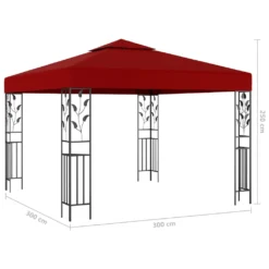 VidaXL Pavillon Mit LED-Lichterkette 3x3 M Weinrot -Deutschland Garten Zier Verkaufs-Shop 36e14b3613d92e5781429d7c6dc96d84
