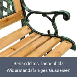 Juskys Gartenbank Pisa – 2-Sitzer Holzbank Mit Armlehnen & Rückenlehne – Wetterfeste Sitzbank 122x54x73 Cm - Seitenelemente Aus Gusseisen -Deutschland Garten Zier Verkaufs-Shop 36fe255c44916129fdf36ab00f5401fc