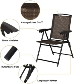 COSYWAY 4er Set Klappstühle Hochlehner, Gartenstuhl Klappsessel, Terrassenstühle Outdoor Bis 135kg, Lehnstuhl Höhenverstellbar -Deutschland Garten Zier Verkaufs-Shop 36ff856f82b9038b8aa937ebe7e06e6b