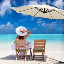 EINFEBEN 3m Sonnenschirm Sonnenschirme Ampelschirm Gartenschirm Terrassen UV40+ Marktschirm,Beige,3m -Deutschland Garten Zier Verkaufs-Shop 373b008bf0b6ab0ecacbcb9a7b5c15bf