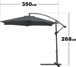 EINFEBEN Sonnenschirm Alu Ampelschirm ? 350cm Grau Gartenschirm Mit Staender, Hoehenverstellbar, Klappbar, UV-Schutz 40+ Diverse Farben Wasserabweisende Marktschirm -Deutschland Garten Zier Verkaufs-Shop 3823d5347006bd5e7862e9f0d9861dfe