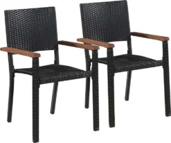 VidaXL Gartenstühle 2 Stk. Poly-Rattan Schwarz