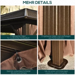 Outsunny Gartenpavillon Pavillon 300L X 365B X 262H Cm Gartenzelt Festzelt Partyzelt Mit 4 X Doppel-Seitenteile Wetterfest Aluminium Polyester Bronze -Deutschland Garten Zier Verkaufs-Shop 39a87cb023b779511759f42200a47d4a