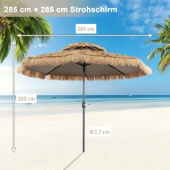 COSTWAY Sonnenschirm Hawaii, Terrassenschirm Mit Doppeldach, Stroh Strandschirm Marktschirm Neigbar Gartenschirm Für Strand, Garten, Outdoor -Deutschland Garten Zier Verkaufs-Shop 39d7a6bdf1de74693f787163c31b7bce