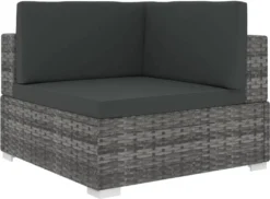 VidaXL Modular-Sofa-Eckteil 1 Stk. + Auflagen Poly Rattan Grau