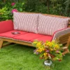 Merxx Gartenbank Mit Sitzkissen Akazie Natur, Rot, Creme 63 Cm X 202 Cm X 77 Cm
