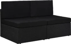 VidaXL Modulares 2-Sitzer-Sofa Poly Rattan Schwarz