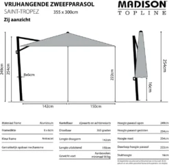 Madison Sonnenschirm St-Tropez 355 X 300 Cm Grau -Deutschland Garten Zier Verkaufs-Shop 3c443c6d8a2a26f4d38da083cc64d978