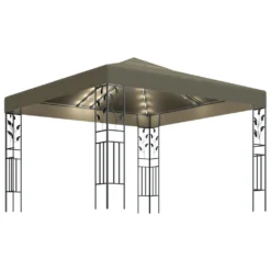 VidaXL Pavillon Mit LED-Lichterkette 3x3 M Taupe