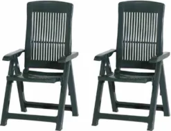 PROGARDEN Tampa SET 2x Klappsessel Grün Kunststoff M73529