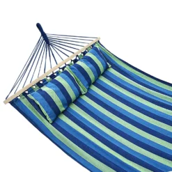 Juskys Hängematte Caracas 230 X 150 Cm In Grün-Blau – Doppelhängematte Aus Baumwolle Für 2 Personen Mit Kissen – Outdoor-Hängematte Bis 300 Kg -Deutschland Garten Zier Verkaufs-Shop 3c972cd4627be528eea3da3e580bbabb