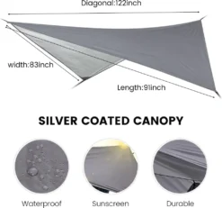 Topchances Camping Hängematte Mit Moskitonetz Und Tarp, Reise Zeltplane Für Outdoor,Wandern,Trekking (Grau+Dunkelgrün) -Deutschland Garten Zier Verkaufs-Shop 3ccabc9fa37533a30121c6bd3c9dd433